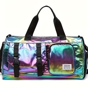 Iridescent Duffle Bag Large Capacity Multiple Pockets Travel Weekender Bag NWT